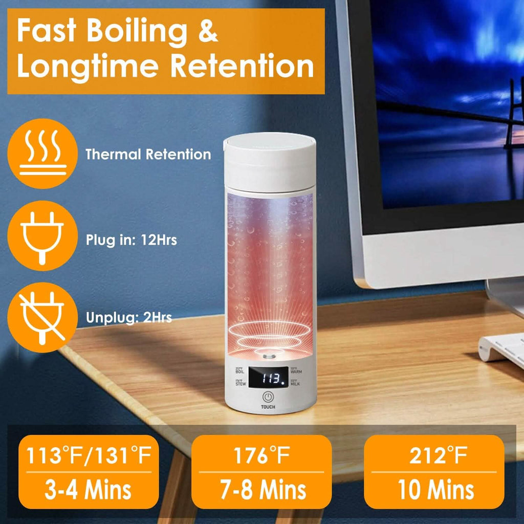 Bouilloire de voyage électrique en acier inoxydable de 17 oz avec 4 modes de température préprogrammés