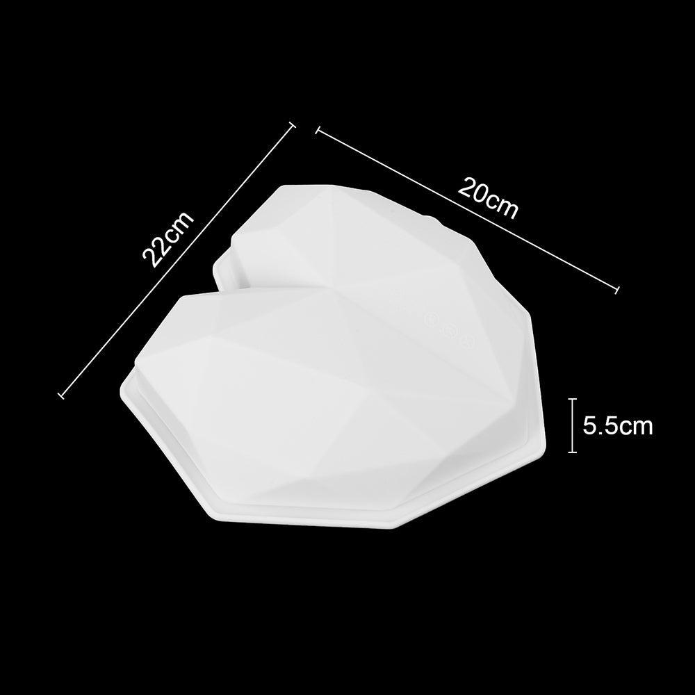 1/8 Moule en silicone en forme de cœur de diamant 3D pour chocolat, biscuits, muffins, outil de cuisson, éponge, mousse, décoration de gâteaux, moule en silicone en forme de cœur de diamant pour mousse, gâteau, dessert, chocolat, plateau blanc rouge
