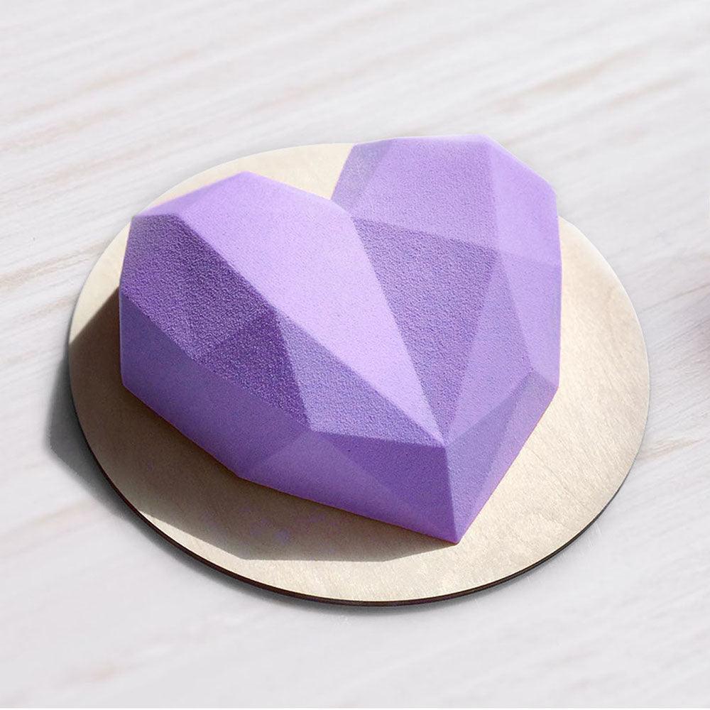 1/8 Moule en silicone en forme de cœur de diamant 3D pour chocolat, biscuits, muffins, outil de cuisson, éponge, mousse, décoration de gâteaux, moule en silicone en forme de cœur de diamant pour mousse, gâteau, dessert, chocolat, plateau blanc rouge