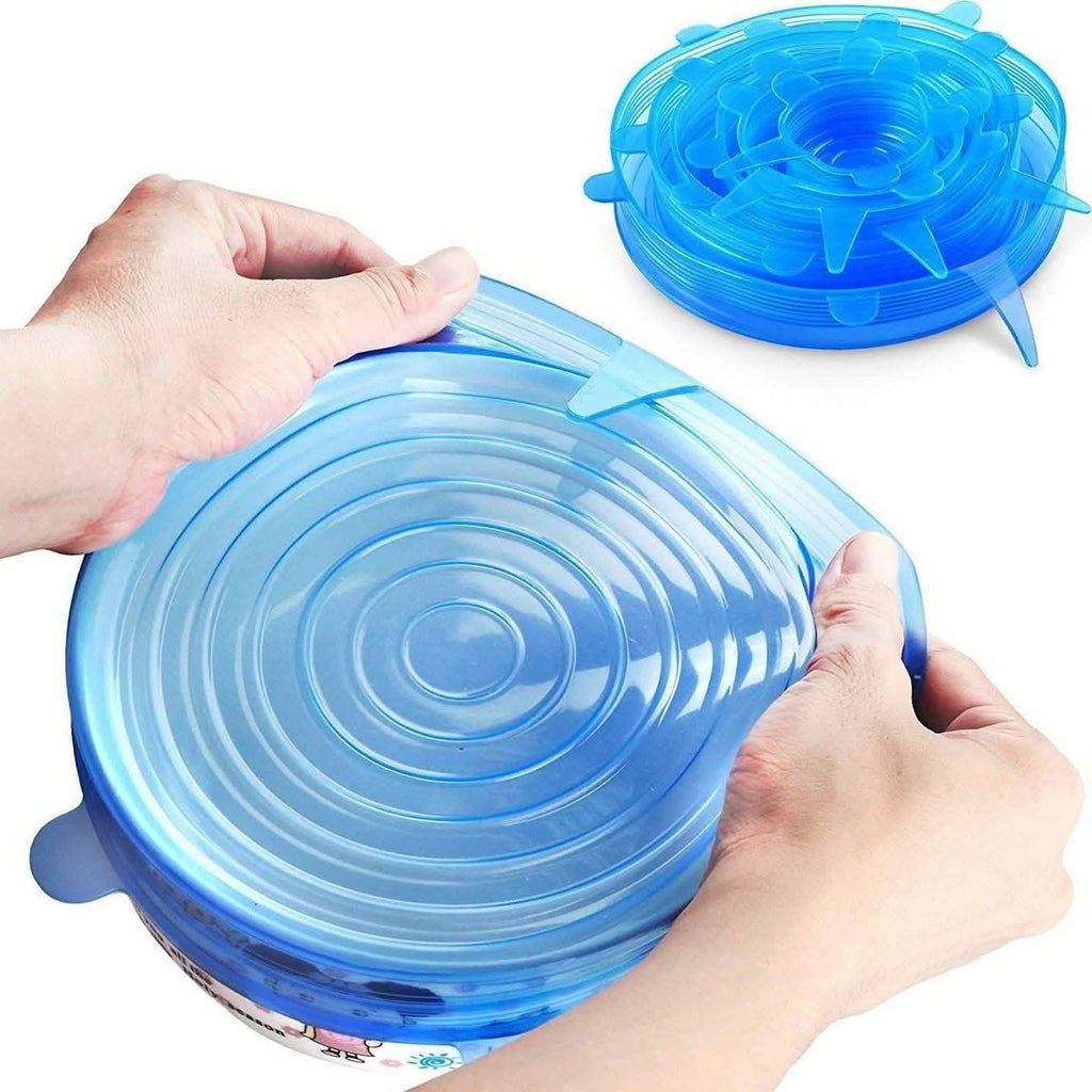 Paquet de 18 : couvercle extensible en silicone bleu