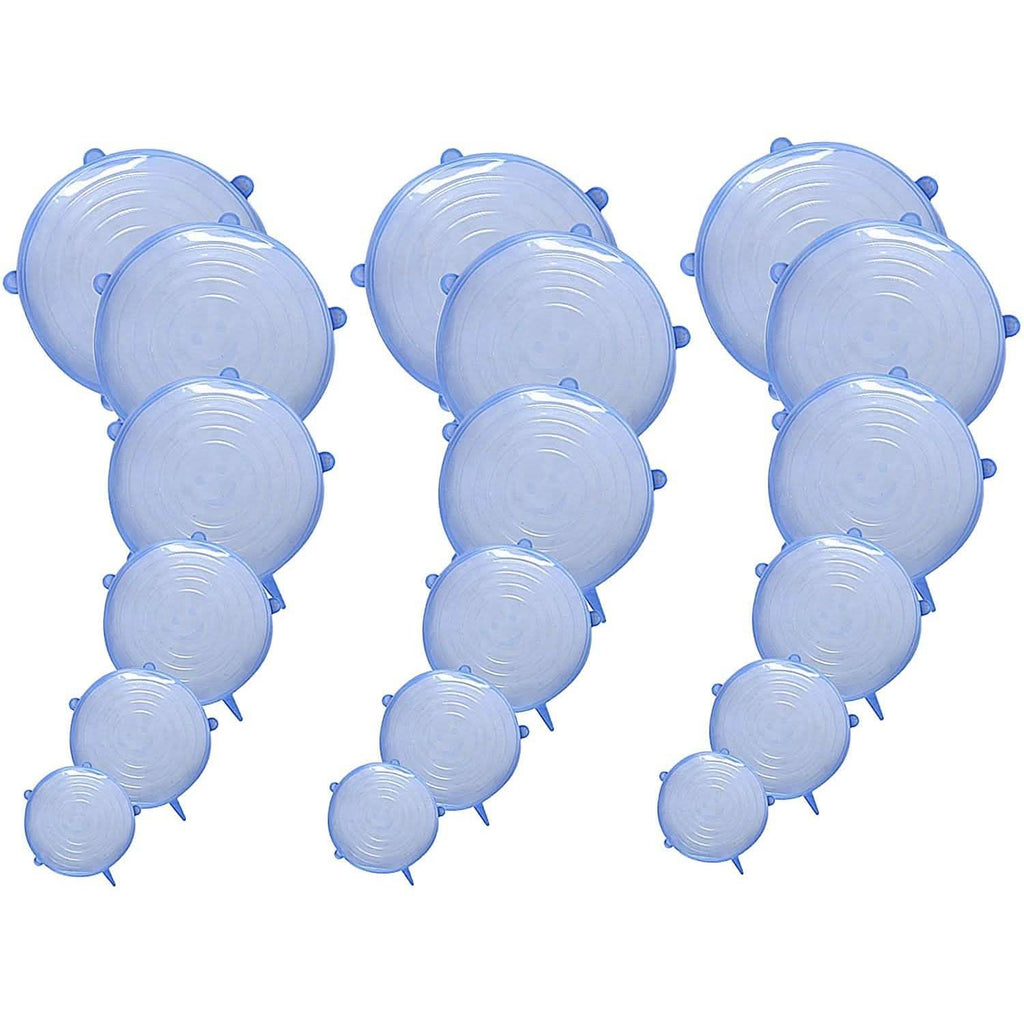 Paquet de 18 : couvercle extensible en silicone bleu