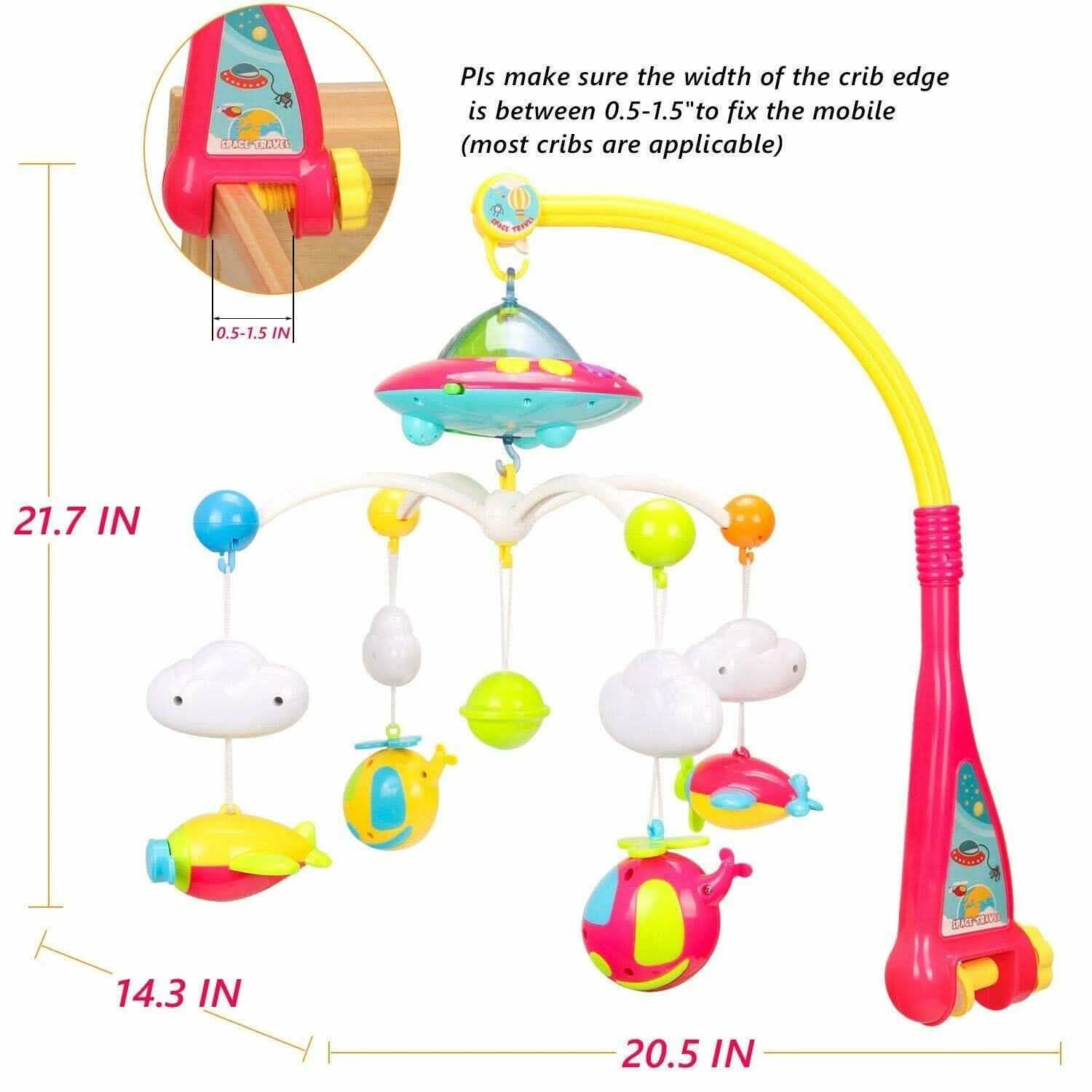 Mobile musical berceuse 180 mélodies avec veilleuse, boîte à musique et hochets pour bébé