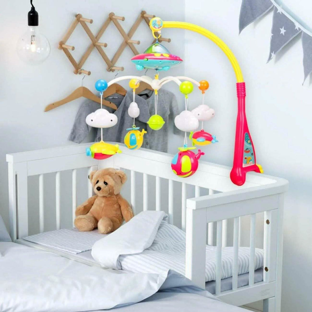 Mobile musical berceuse 180 mélodies avec veilleuse, boîte à musique et hochets pour bébé