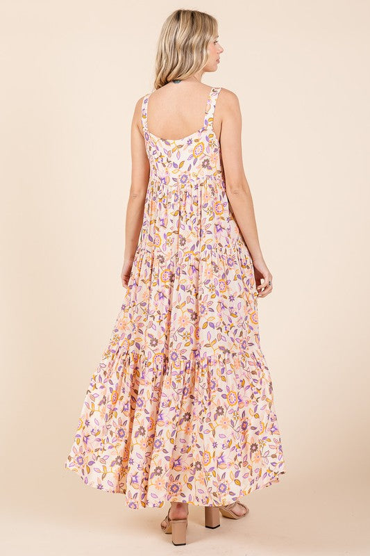 Nouvelle robe longue fluide sans manches à imprimé floral d'été – Robe florale élégante et flatteuse avec taille empire