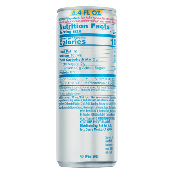 Boisson Énergisante Red Bull Sans Sucre, 250 ml