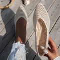 Mocassins plats décontractés pour femme en tricot Flyknit à bout pointu