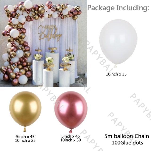 Kit guirlande d'arche de ballons rose gold, latex blanc et rose, 182 pièces, pour décoration de mariage, fête d'anniversaire, baby shower, fête de bureau, révélation de sexe