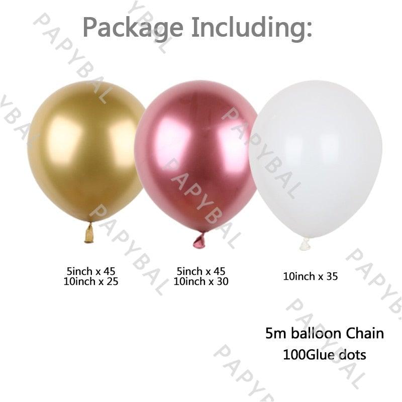 Kit guirlande d'arche de ballons rose gold, latex blanc et rose, 182 pièces, pour décoration de mariage, fête d'anniversaire, baby shower, fête de bureau, révélation de sexe
