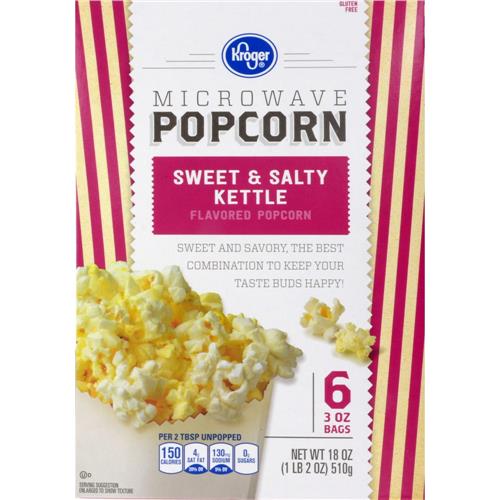 Kroger Pop-corn à bouilloire micro-ondable sucré-salé 6 unités / 3 oz