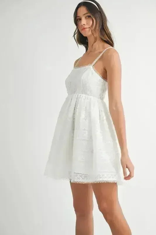 Robe nuisette mini caraco MABLE en dentelle œillet