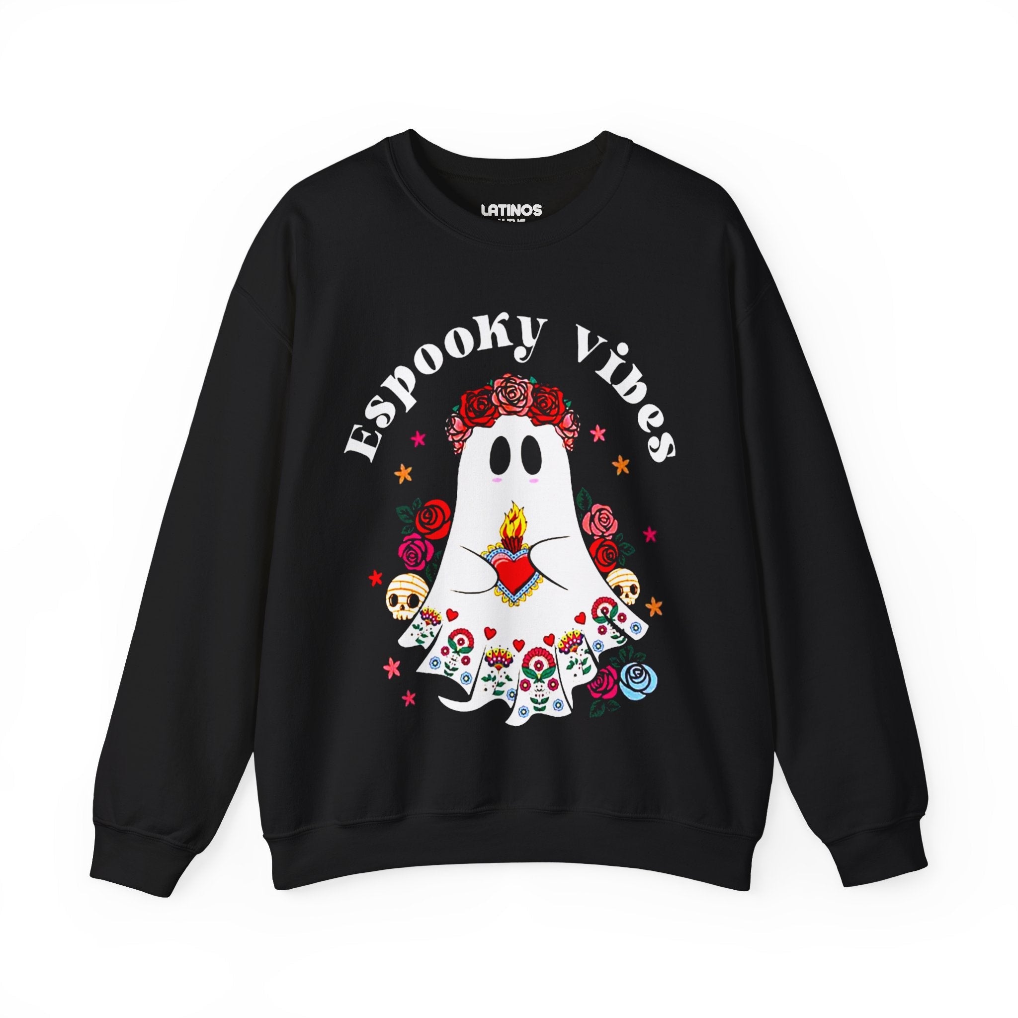 Espooky Vibes - Vibras Spooky Ghost Crewneck Sweater | Halloween, Boo Scary Spooky Horror Costume Latino | 3 couleurs - Unisexe