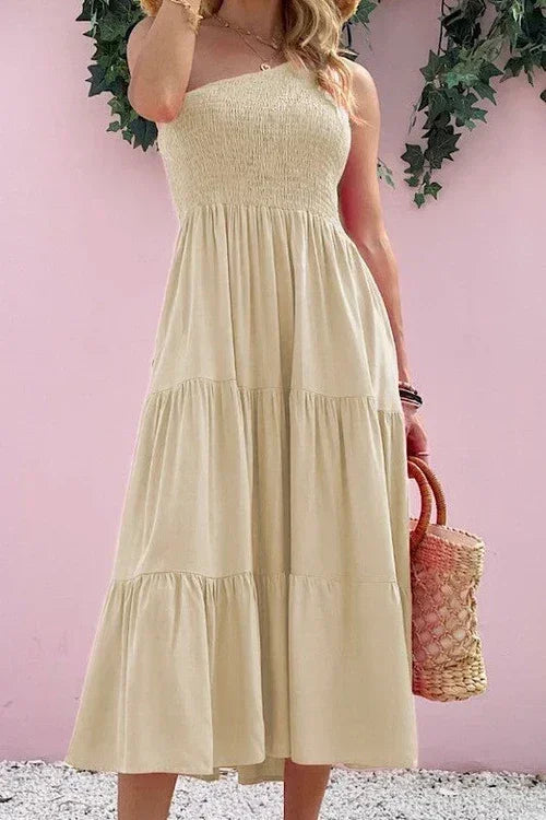 Robe Unie à Une Épaule
