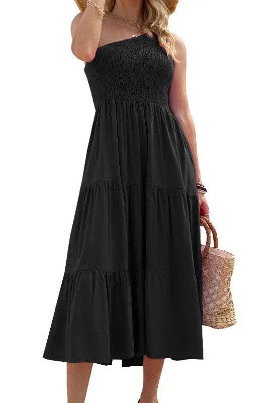 Robe Unie à Une Épaule