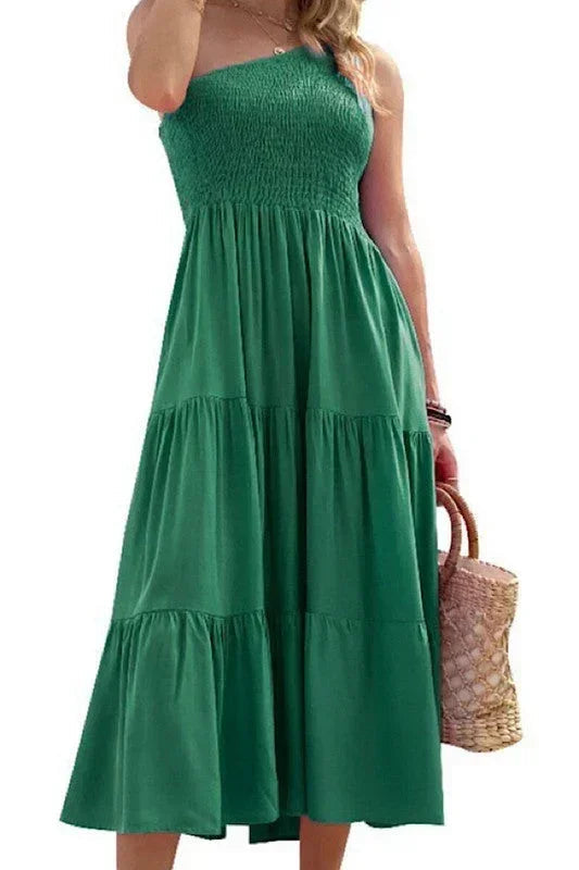 Robe Unie à Une Épaule