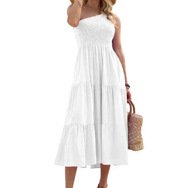 Robe Unie à Une Épaule
