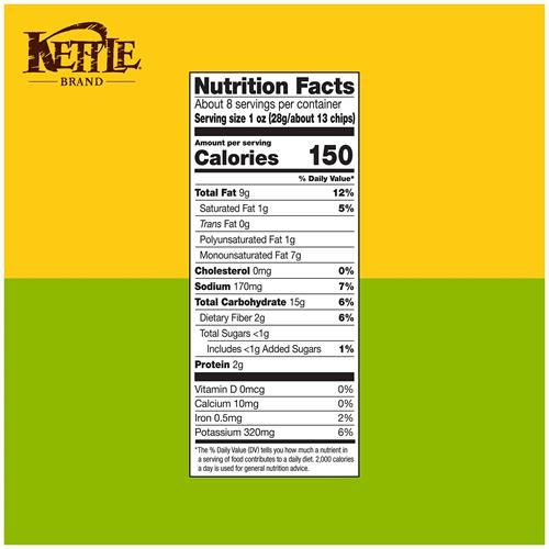 Croustilles de pommes de terre bouilloire saveur Jalapeño de marque Kettle, sans gluten, sans OGM, sac de 212 g