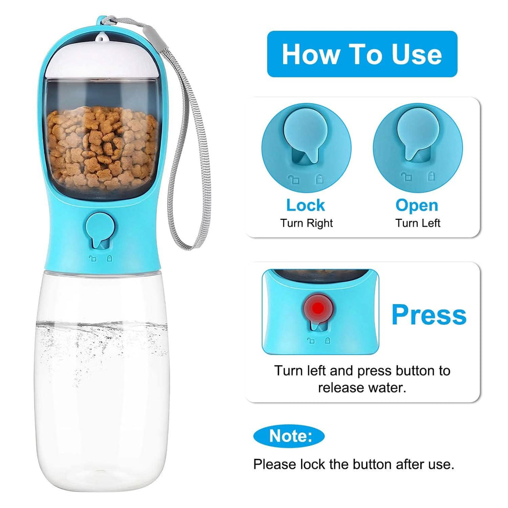 Distributeur d'eau portable pour chien de 525 ml avec gamelle amovible