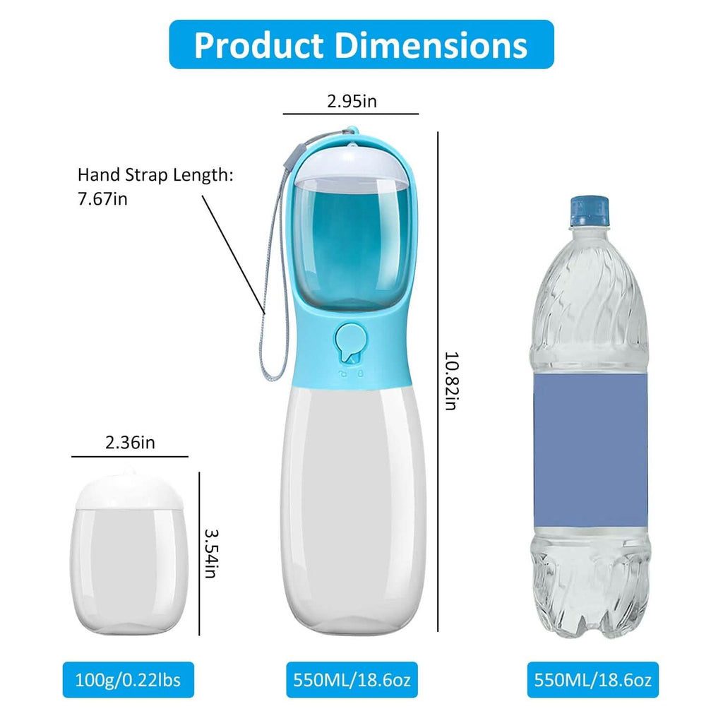 Distributeur d'eau portable pour chien de 525 ml avec gamelle amovible