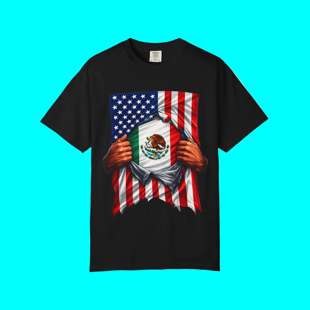 Mexico Flag + USA Flag Pride T-shirt | Mexican + American Flag Rip 4th Of July | Funny Viral Latino Tees | 4 Colors