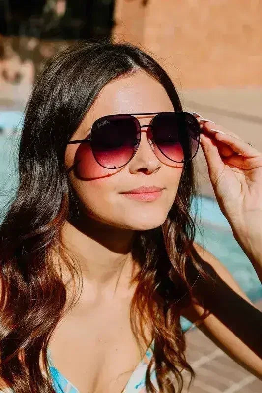 Lunettes de soleil aviateur unisexe dégradé noir