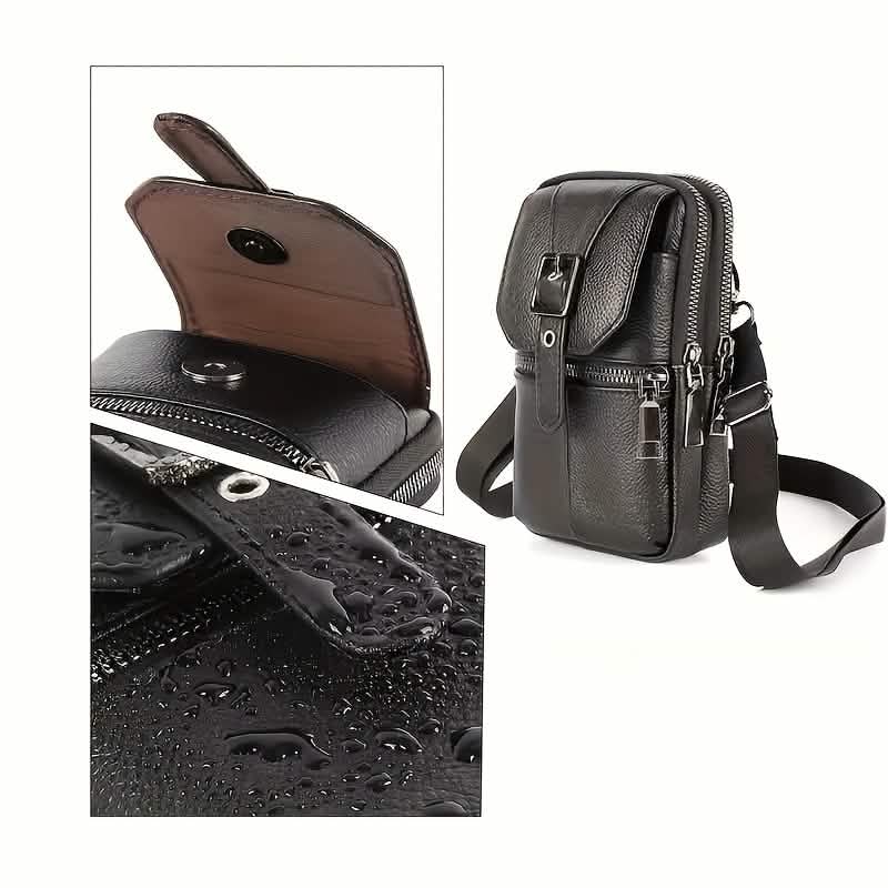 Sac banane portefeuille en cuir véritable pour homme