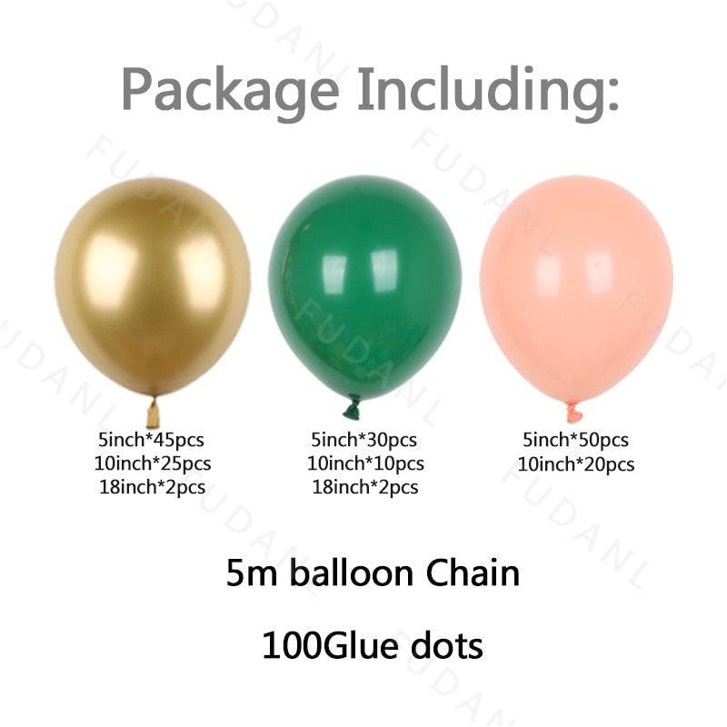 Lot de 186 ballons en latex métallique couleur pêche et vert pour décoration de mariage, anniversaire, baby shower, fête de filles, bridal showers.