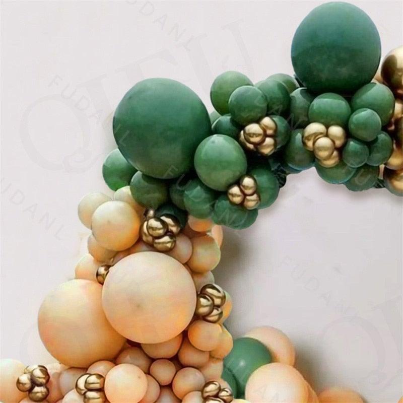 Lot de 186 ballons en latex métallique couleur pêche et vert pour décoration de mariage, anniversaire, baby shower, fête de filles, bridal showers.