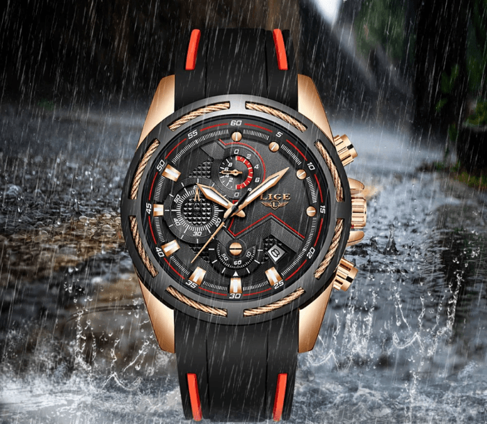 Montre moderne étanche pour homme avec bracelets en caoutchouc Montres multifonctions Design unique Cadeau parfait