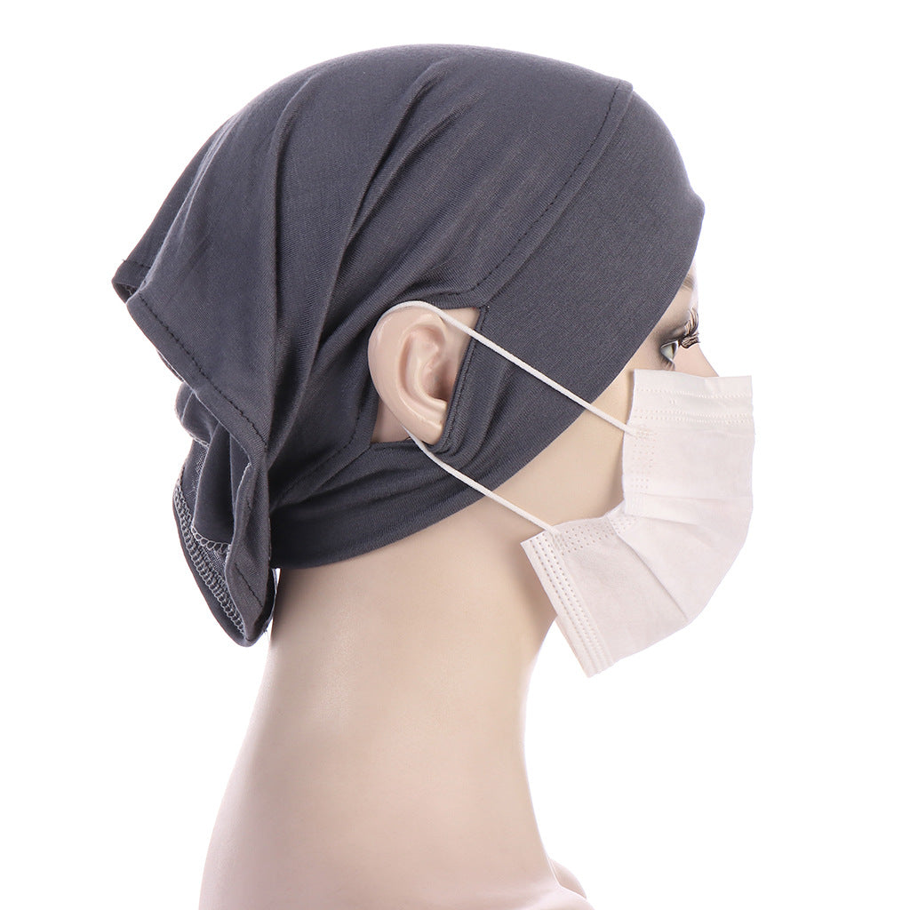 Nouveau Hijab en coton doux, turban respirant à nouer sous l'écharpe, hijab intérieur extensible élégant avec trou pour les oreilles, turban léger, casquettes de hijab rondes devant, bonnet turban pour femme