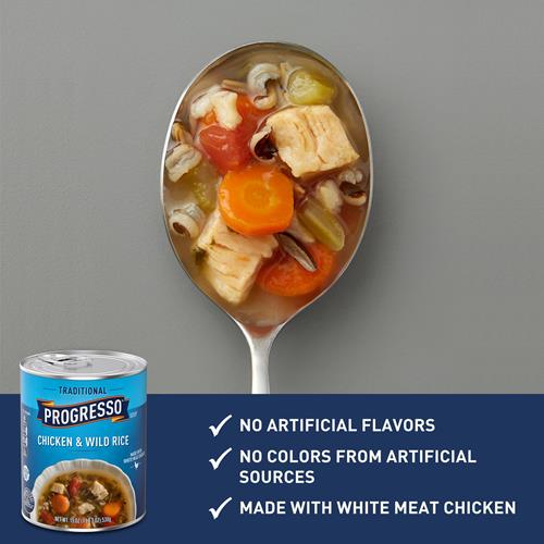 Progresso Traditional, Soupe au poulet et riz sauvage, Sans gluten, 19 oz.