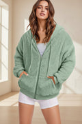 Sweat à Capuche Zippé Long – Velours de Coton Doux, Coupe Oversize