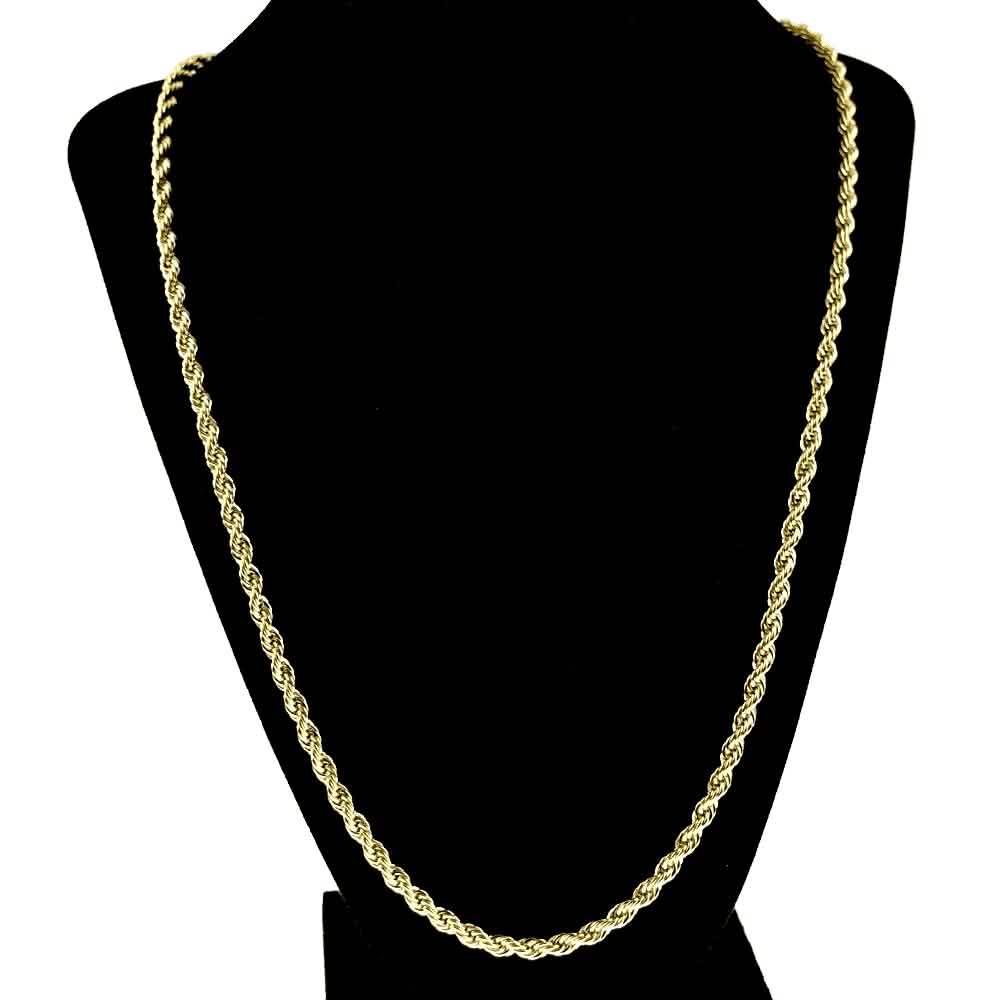 Chaîne torsadée en or massif 18 carats de 3 mm pour hommes et femmes