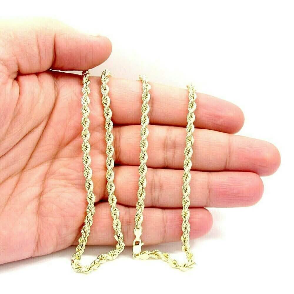 Chaîne torsadée en or massif 18 carats de 3 mm pour hommes et femmes
