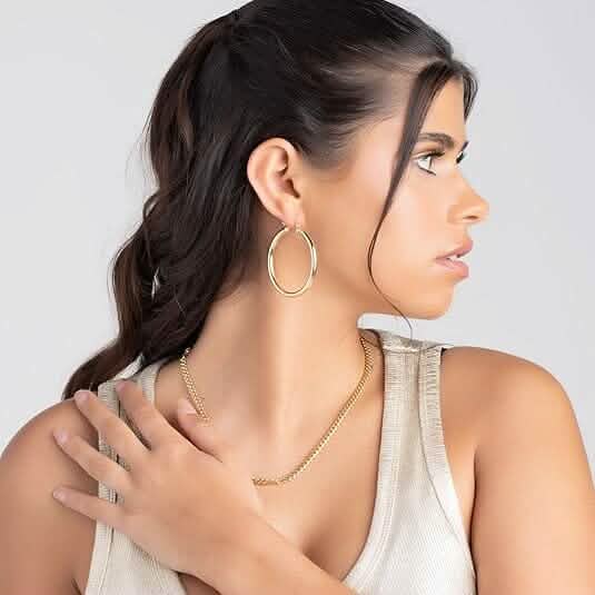 Boucles d'oreilles créoles massives de 50 mm en argent S925 pour femme