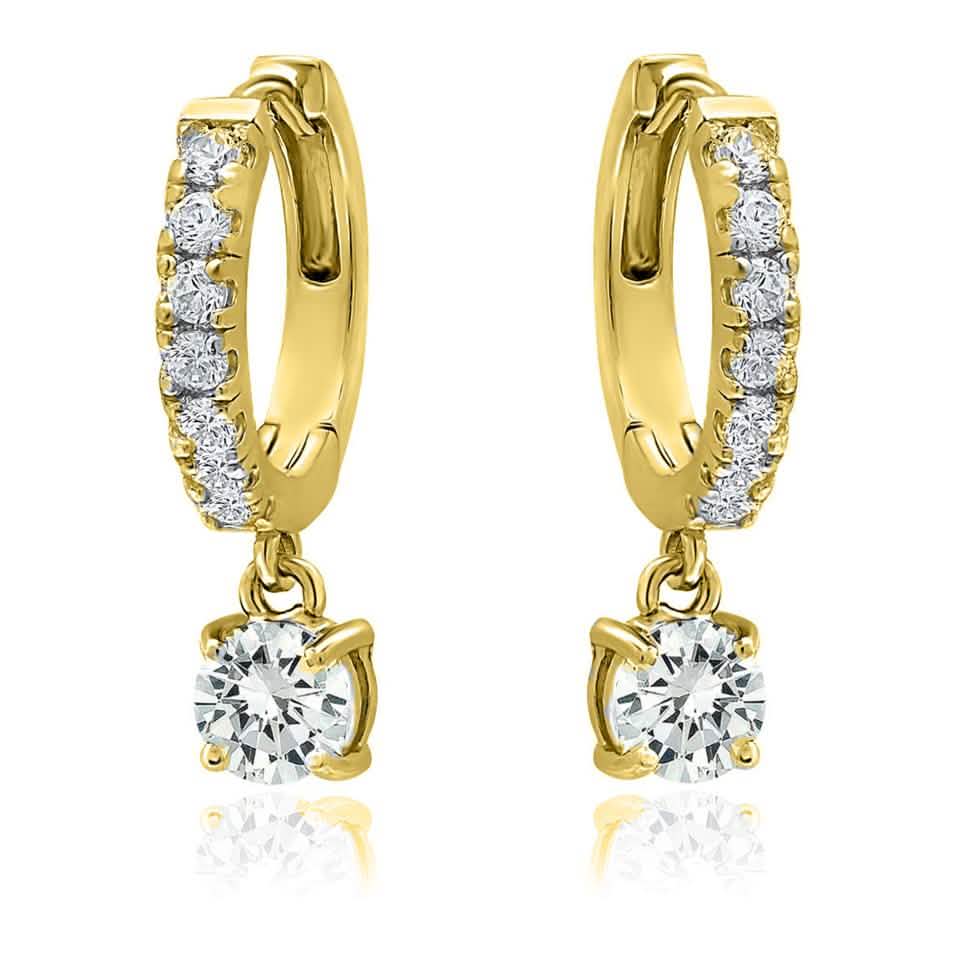 Boucles d'oreilles créoles avec cristaux pendents en or 18 carats