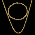 Parure Collier + Bracelet Torsadée Classique Européenne en Or 18 carats
