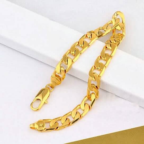 Bracelet à maillons cubains plaqué or 18 carats