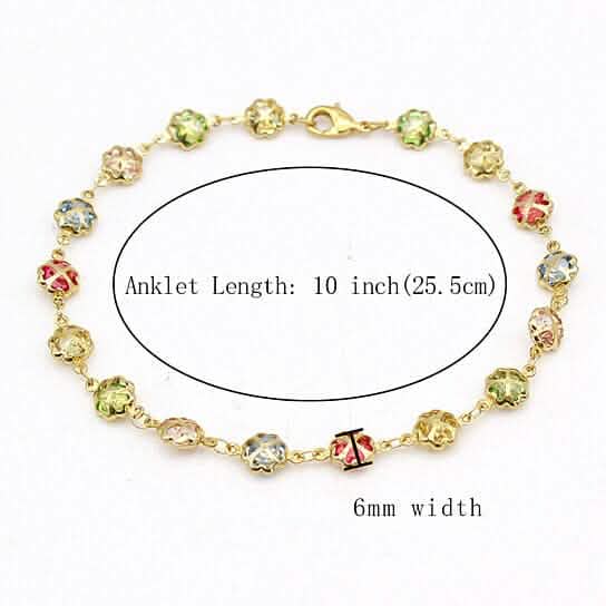 Cheville en or rempli 18 carats, finition polie, cristaux multicolores