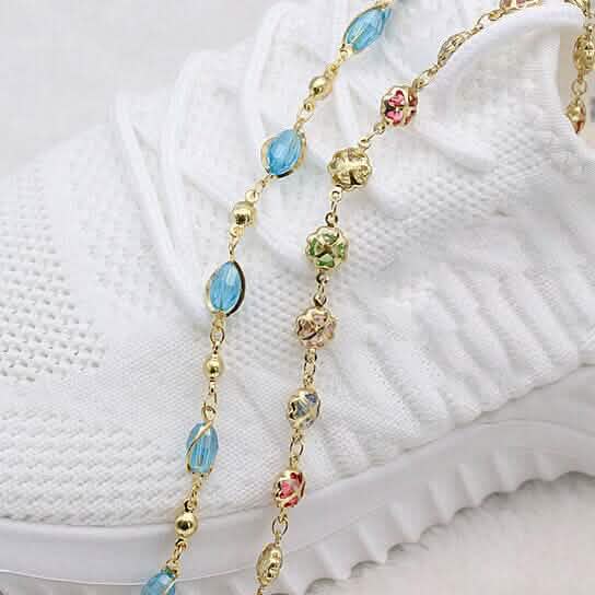 Cheville en or rempli 18 carats, finition polie, cristaux multicolores