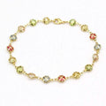 Cheville en or rempli 18 carats, finition polie, cristaux multicolores