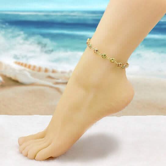 Cheville en or rempli 18 carats, finition polie, cristaux multicolores