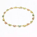 Bracelet de cheville papillon en cristal multicolore en or 18 carats, finition très polie