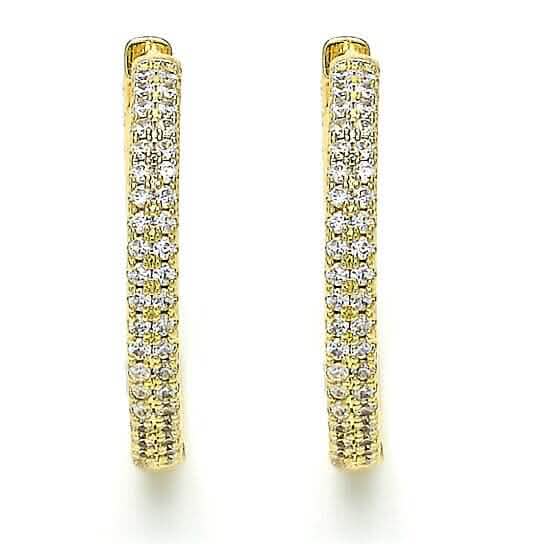 Créoles Huggie en or 18 carats avec finition polie et cristal, ton doré
