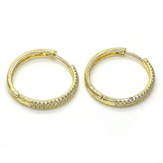 Créoles Huggie en or 18 carats avec finition polie et cristal, ton doré