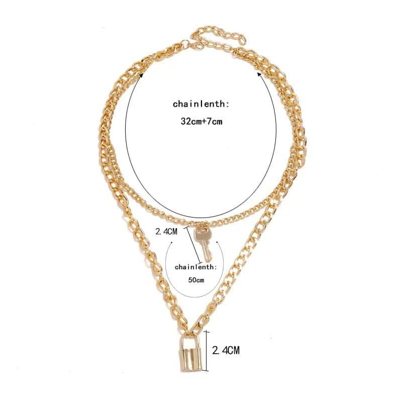 Collier clé-cadenas en or 18 carats