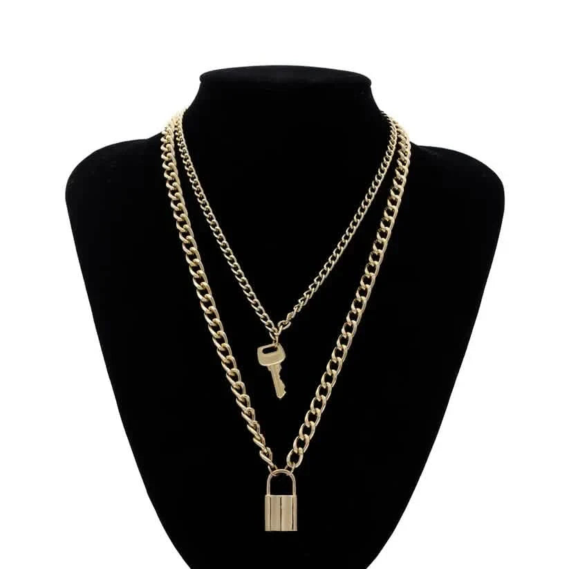 Collier clé-cadenas en or 18 carats