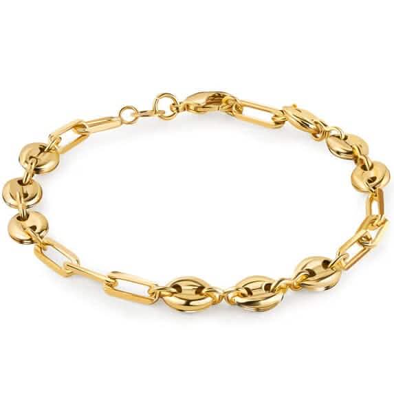 Bracelet maillon marine et trombone en or 18 carats, 20 cm