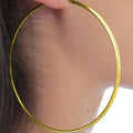 Boucles d'oreilles créoles classiques, grandes, en argent sterling plaqué or 18 carats