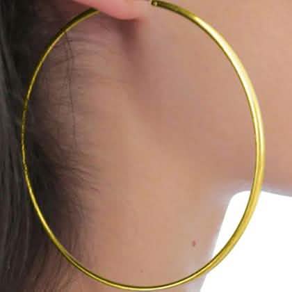 Boucles d'oreilles créoles classiques, grandes, en argent sterling plaqué or 18 carats