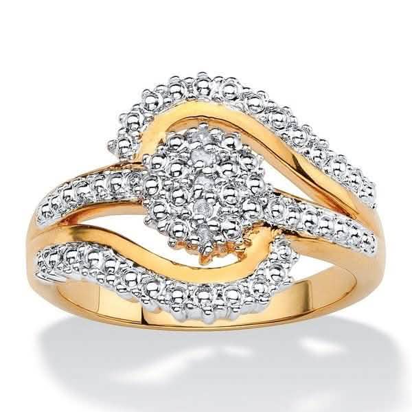 Bague tourbillon plaqué or 18 carats avec diamant 0,15 carat